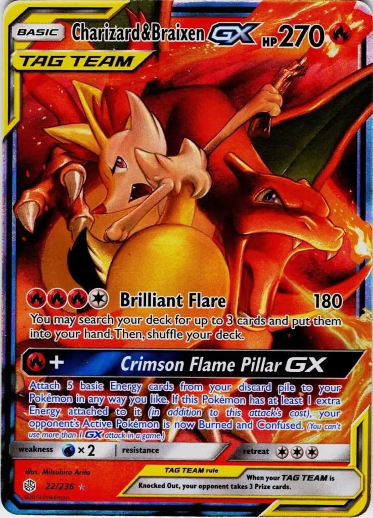 Pokemon - Charizard & Braixen Tag Team GX 22/236 - Cosmic Eclipse
