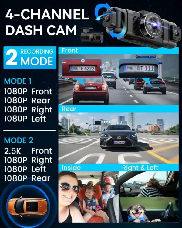 IIWEY N5 4 Channel Dash Cam 360° View